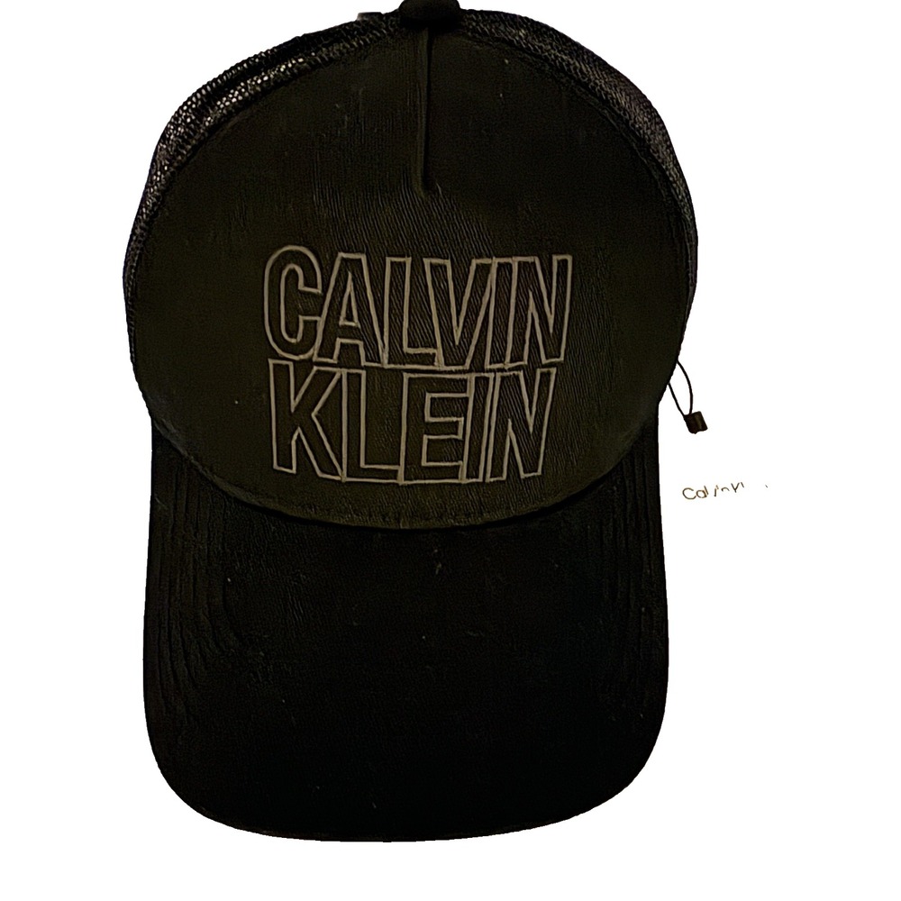 NEW - Calvin Klein BLACK Trucker Hat Mesh Back Adjustable Solid Men One Size